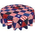 thumbnail image 1 of American Memorial Independence Day Firework Round Tablecloth Spring 4Th of July Patriotic Table Cloth Cover Mat Lace Washable Polyester 60" Dining Decorative for Home Party Wedding Picnic, 1 of 6