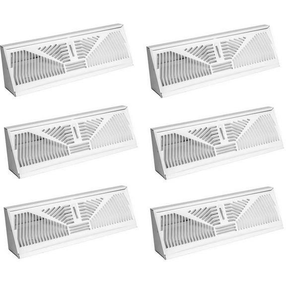 American Metal 3018W18 18" White Perimeter Baseboard Duct Diffuser - Quantity of 6