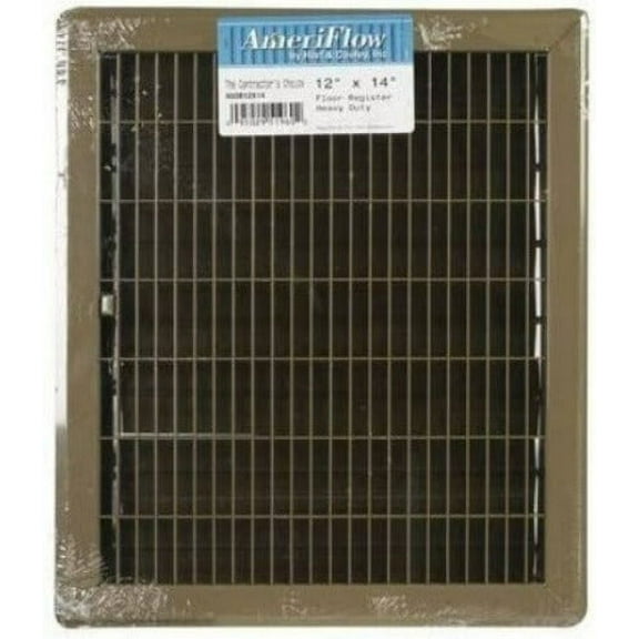 American Metal 400B12X14 12" x 14" Brown Steel Heavy Duty Gravity Floor Register - Quantity of 2