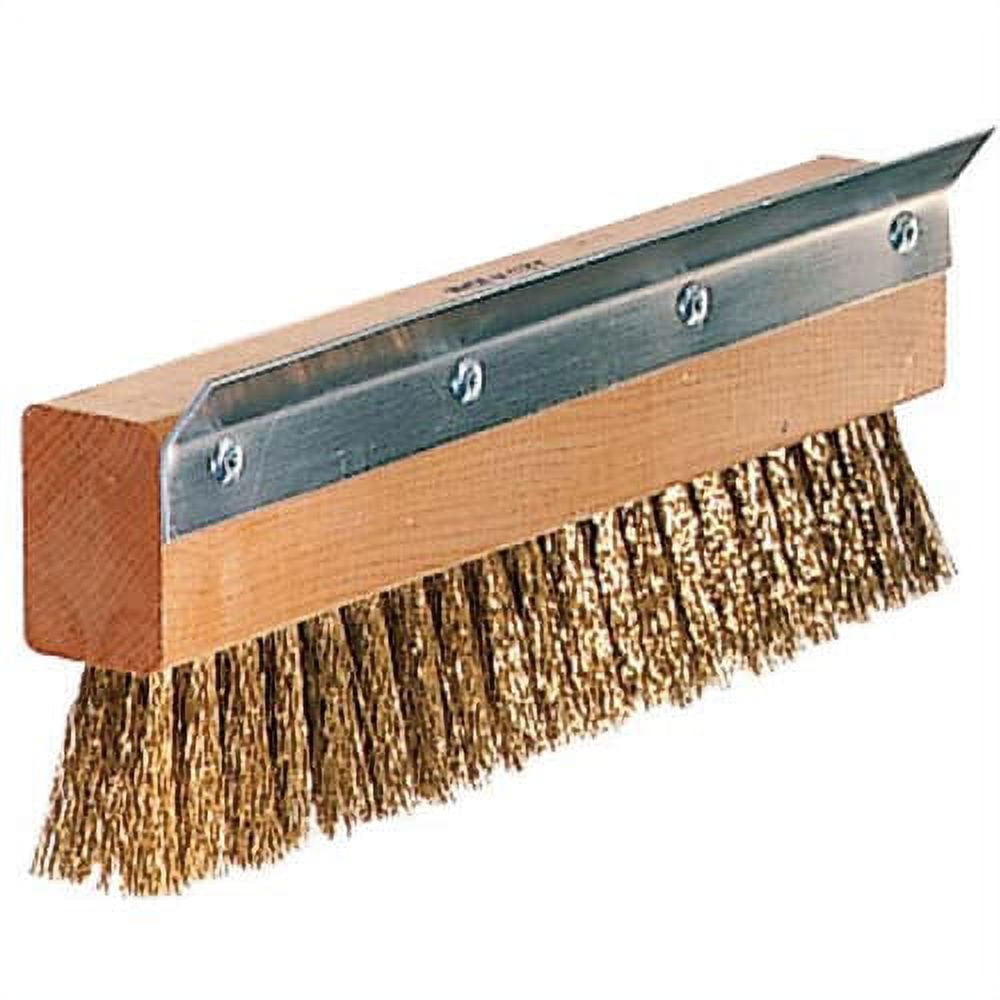Hardwood Block Brass Bristle Replacement Brush with Steel Scraper