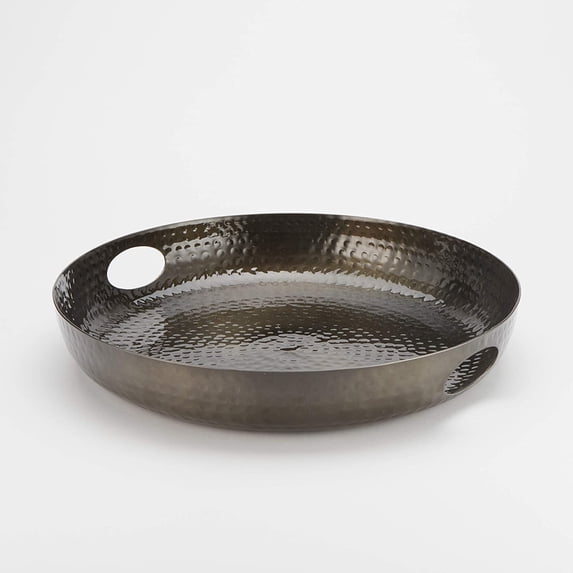 American Metalcraft ATHB16 Hammered Aluminum Beverage Tray, Black, 16-Inch Diameter