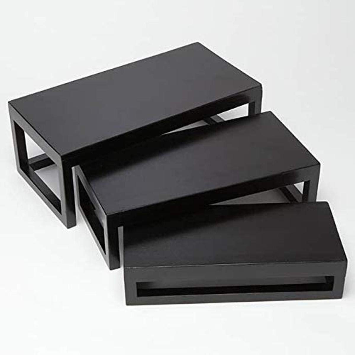 American Metalcraft AWRRP Rectangler Wood Frame Risers, Black, Set of 3 ...