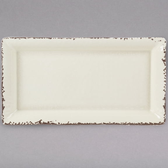 American Metalcraft Awmel19 Endurance 14 1/4" X 7 1/2" X 1 1/2" Melamine Platter - Antique White