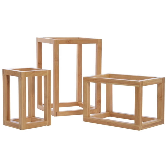 American Metalcraft BAMRSET American Metalcraft BAMRSET Rectangular Frame Riser, Bamboo, Set of 3 Bamboo