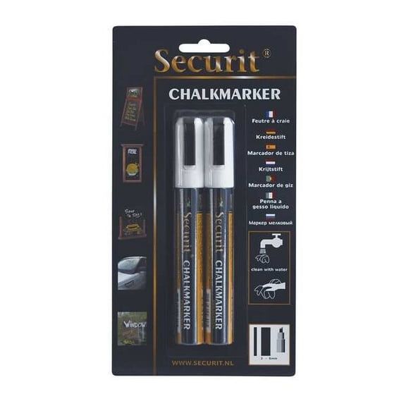 American Metalcraft Water Resistant, Chalk Marker, White PK2 BLSMA510WT