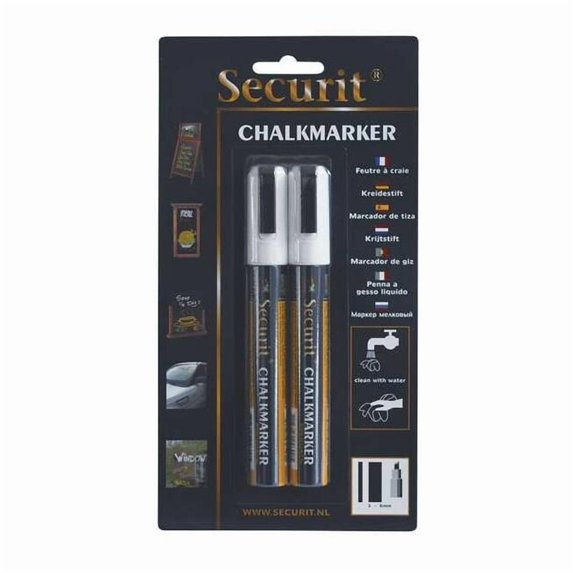 American Metalcraft Water Resistant, Chalk Marker, White PK2 BLSMA510WT
