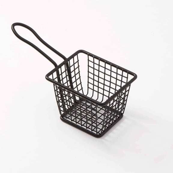 American Metalcraft FRYB433 Rectangular Snack Basket w/Handle, Black, 4"