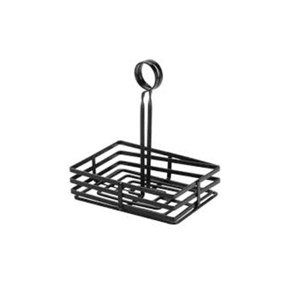 American Metalcraft Flat Coil Condiment Basket, 8" x 6", Black