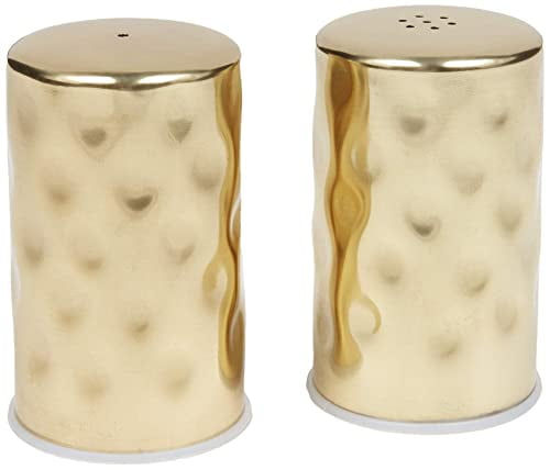 Gold Hammered Metal Salt and Pepper Shaker Set, 2-Ounce