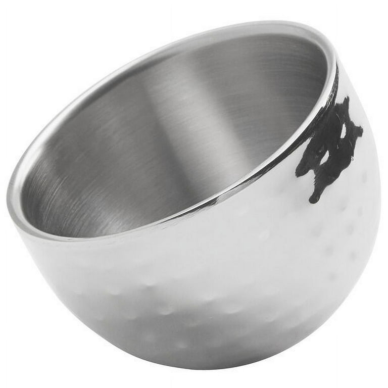 American Metalcraft DWS2 2.5 oz. Satin Finish Double Wall Stainless Steel  Angled Insulated Mini Serving Bowl