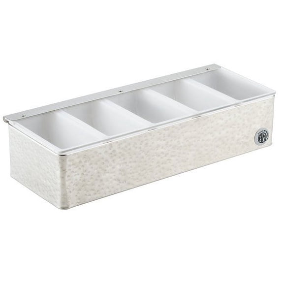 American Metalcraft HMCD5 5-Compartment Hammered Stainless Steel Condiment Bar