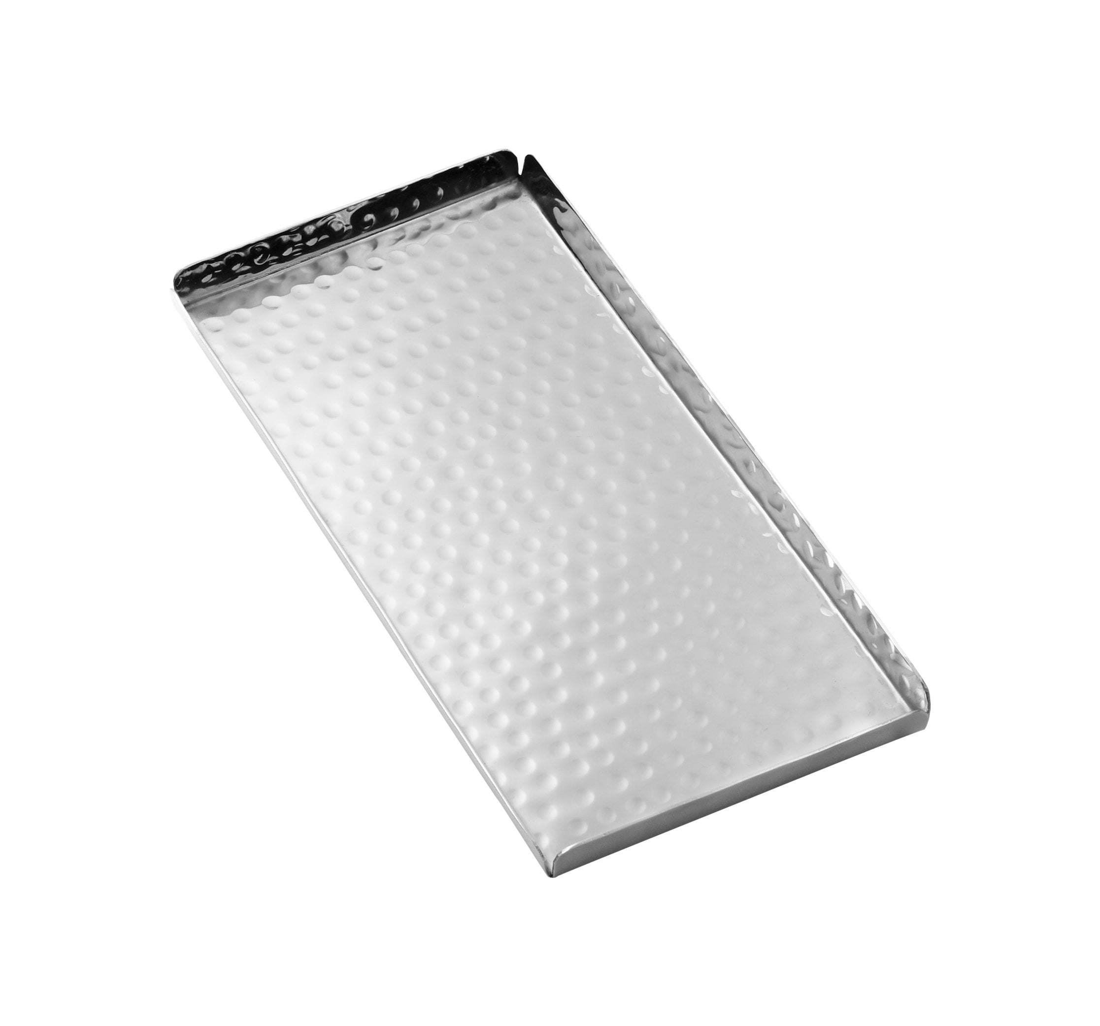 Hammered Stainless Steel Rectangular Serving Tray, 10" x 4.5"