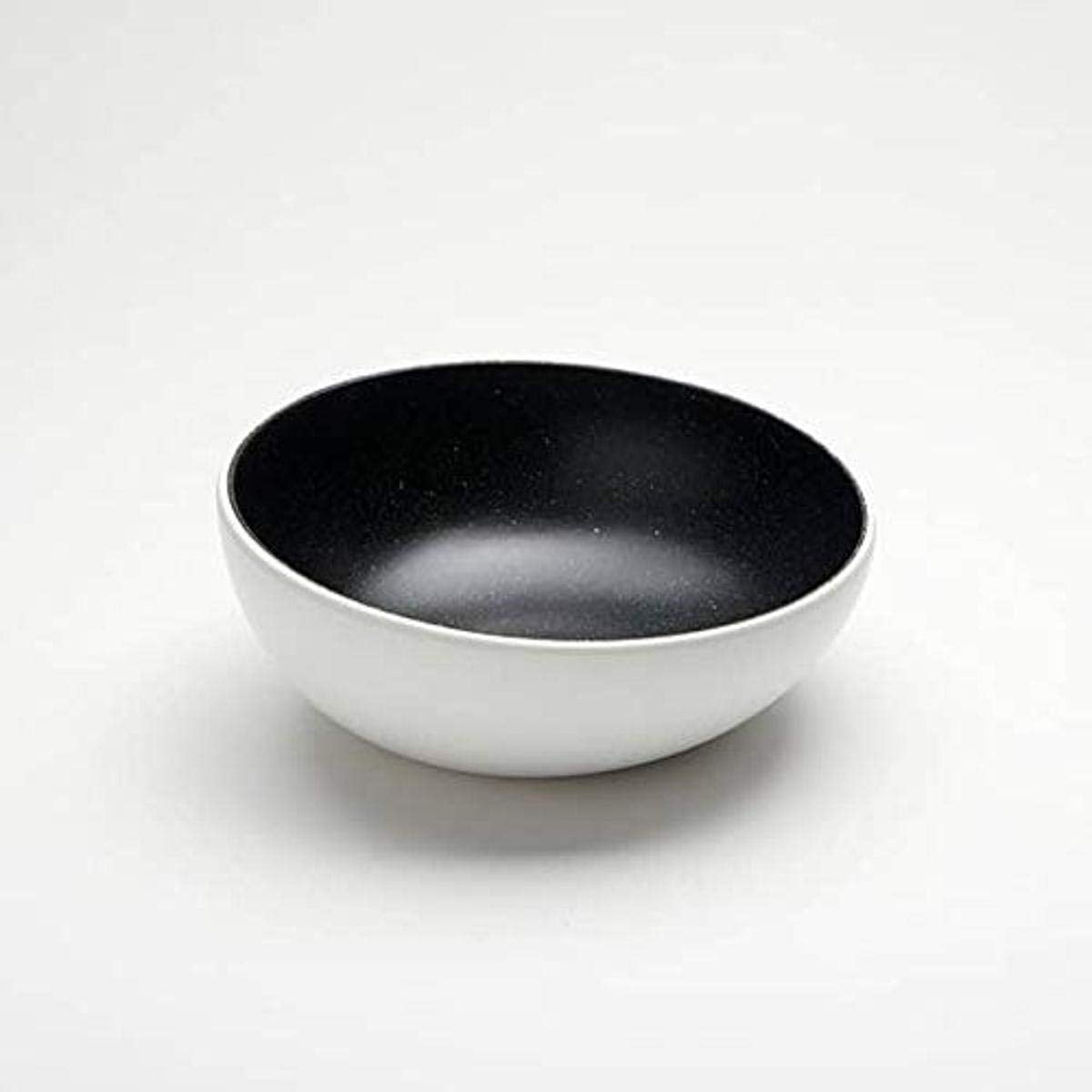 40 oz White and Black Angled Plastic Serving Bowl