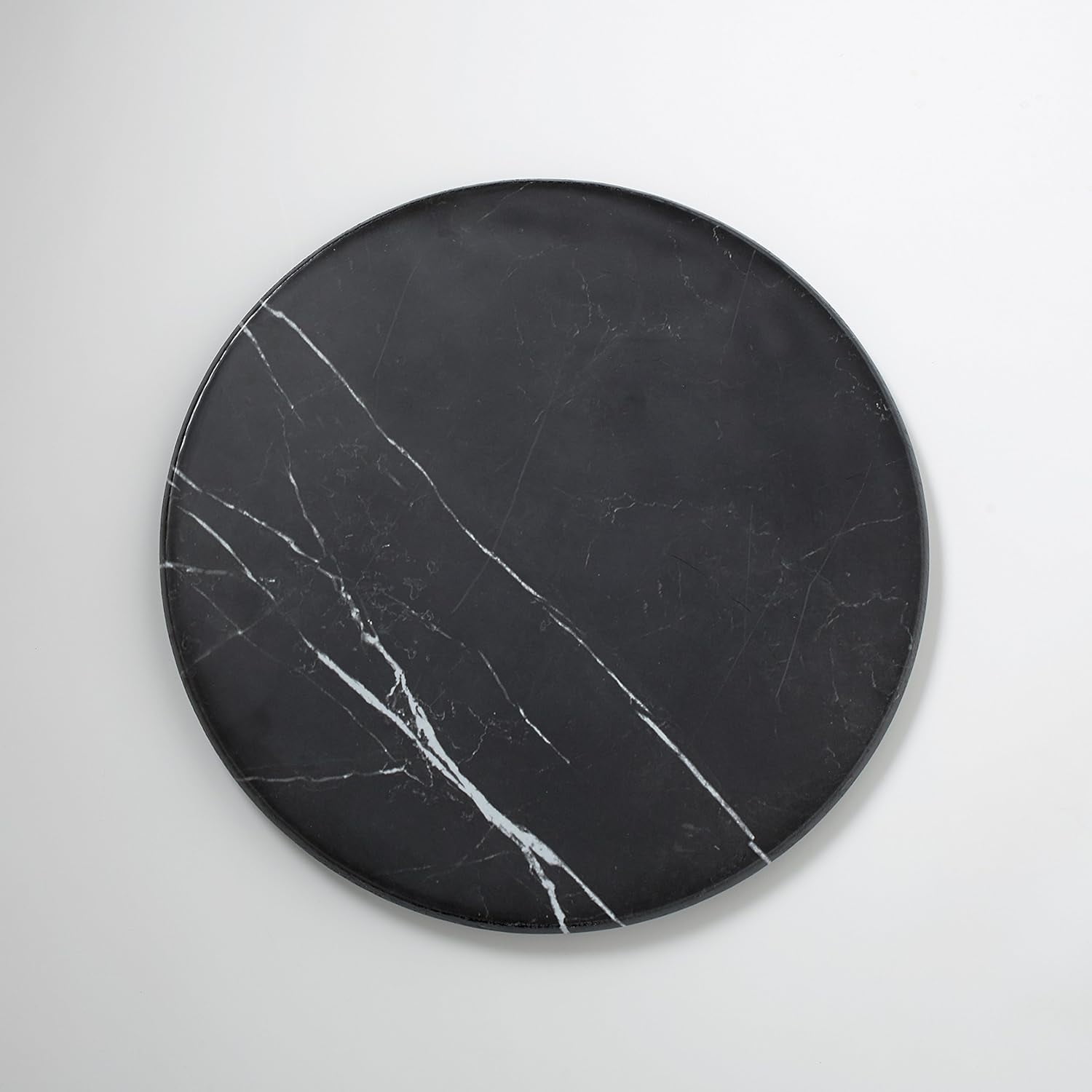 Black Marble Melamine Round Serving Board, 17 1/4-Inch