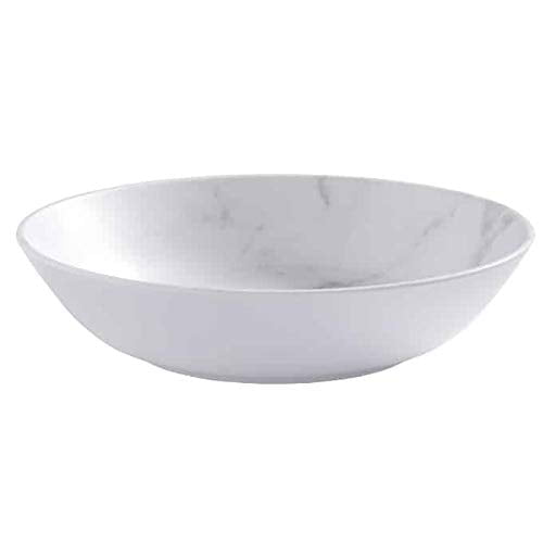 Marble White Matte Round Plastic 36 oz Salad Bowl