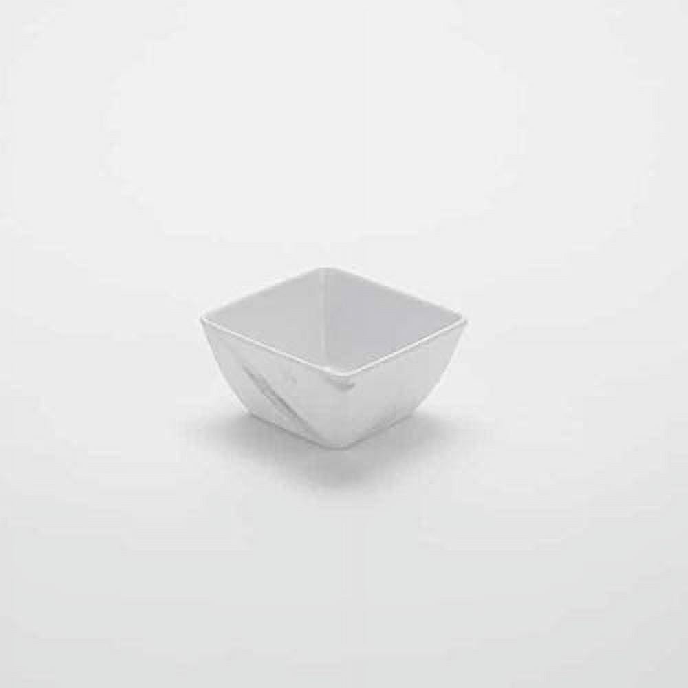White Marble Finish Square Melamine Bowl, 19 oz.