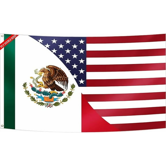 American Mexican Friendship Flag USA Mexico Flag Fade Proof Vivid Color Polyester with Brass Grommets For Indoor Outdoor