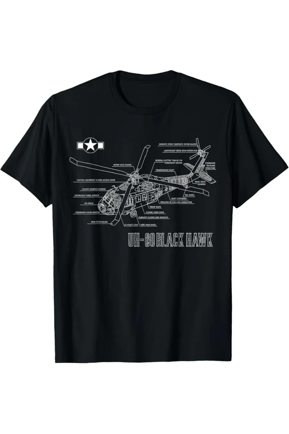 American Military Aircraft UH 60 Black Hawk Helicopter Gift Unisex T-Shirt, S-5XL