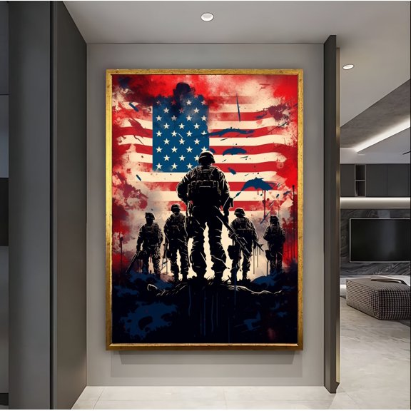 American Military Soldier Wall Decor Protective War Art Unframed Paper Print