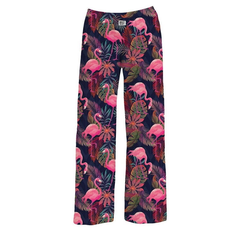 American Mills Womens Flamingo Paradise Lounge Pants - Tropical Print Pajama  Bottoms - XL 
