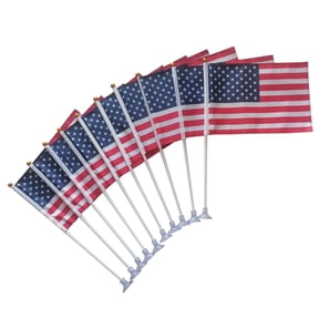 Bagetu American Mini Flags with Suction Cup, Handheld US Small Flags for Office, Store, Party, Gardens, Yards