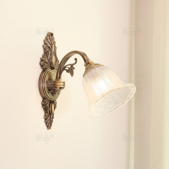 American Minimalist Full Copper Wall Lamp, LED Bedroom Bedside & Living Room TV Background Wall Light, Duplex Villa Stairway Lighting, Vintage European Style