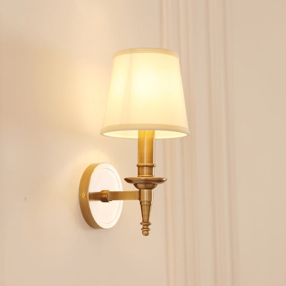 American Minimalist Full Copper Wall Lamp, LED Living Room TV Background Wall Light, Bedroom Bedside & Stairway Lighting for Duplex Villas