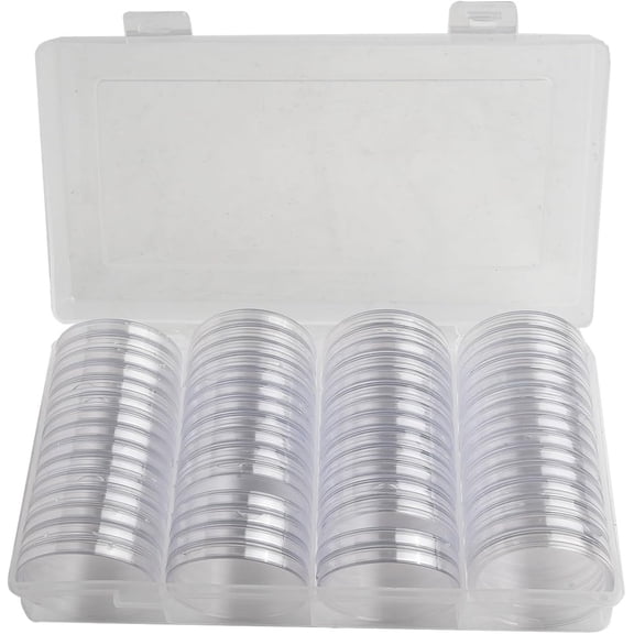 American Mint Guard Coin Capsules – 60 Pcs 41mm Premium Plastic with Organizer Case, Airtfit Protection for Coin Collection & Display(DSF)