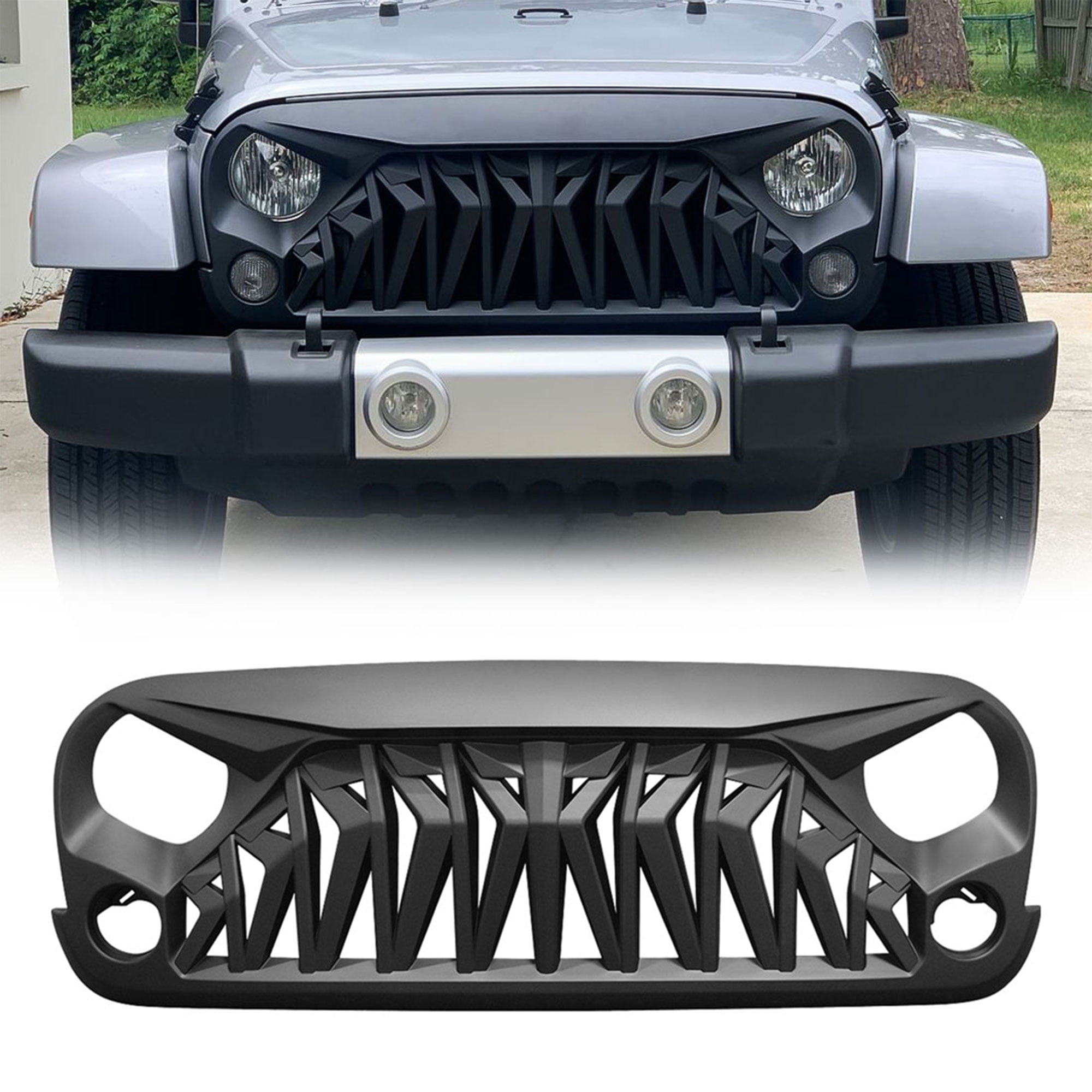 American Modified Shark Grille for 2007 to 2018 Jeep Models, Matte Black