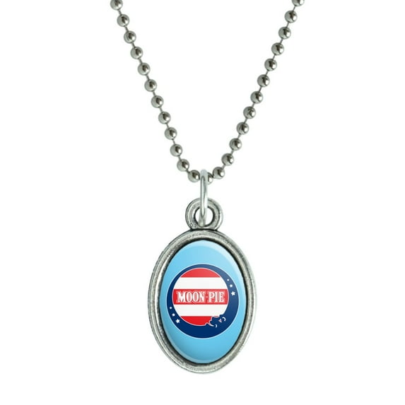 American MoonPie Antiqued Oval Charm Pendant with Chain