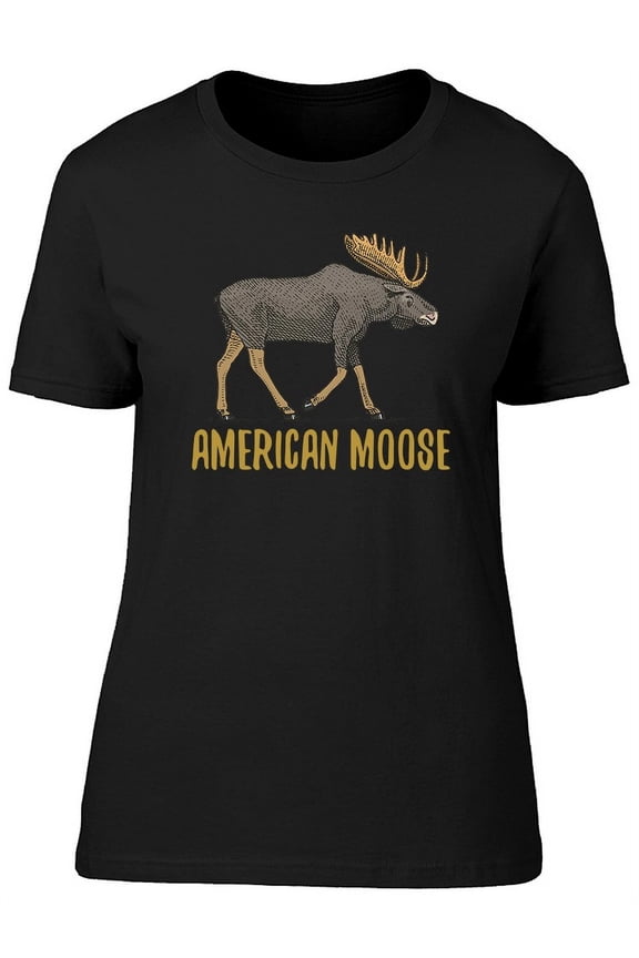 American Moose Animal Graphic T-Shirt Women -Image by Shutterstock, Female Large
