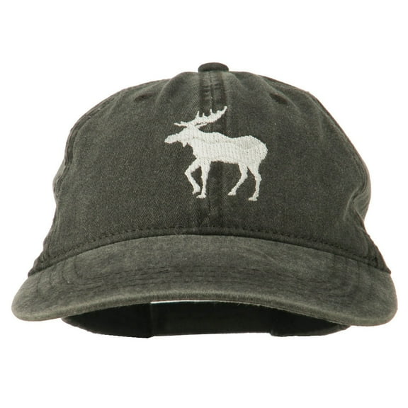 American Moose Embroidered Washed Cap - Black OSFM