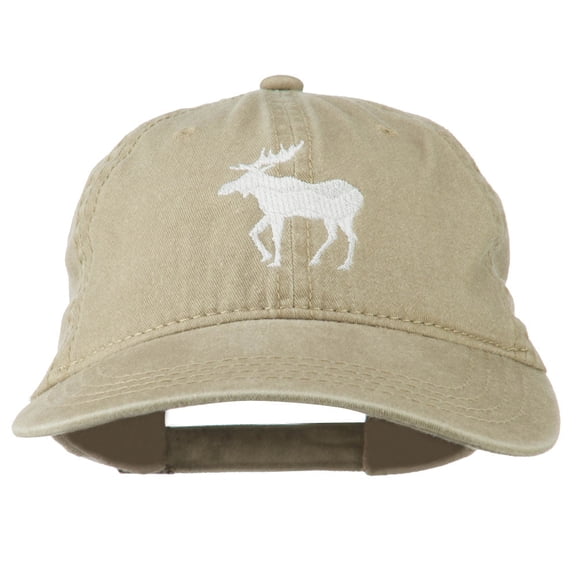 American Moose Embroidered Washed Cap - Khaki OSFM
