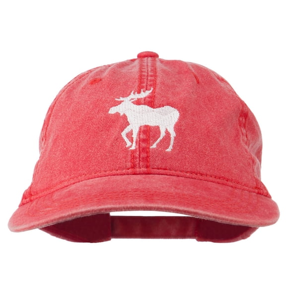 American Moose Embroidered Washed Cap - Red OSFM
