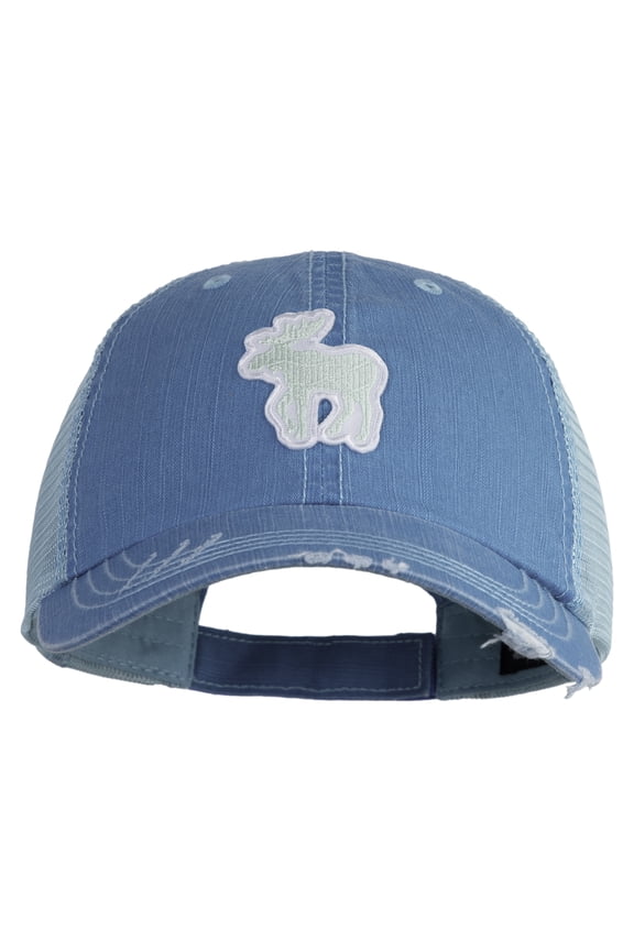 American Moose Patched Low Profile Special Cotton Mesh Cap - Aqua OSFM