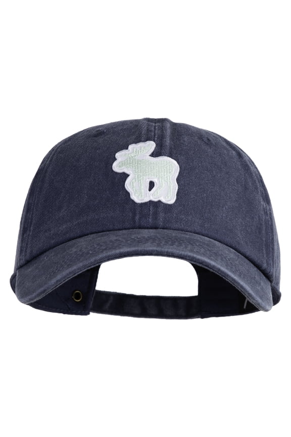 American Moose Patched Unstructured Pigment Dyed Cotton Cap - Navy OSFM