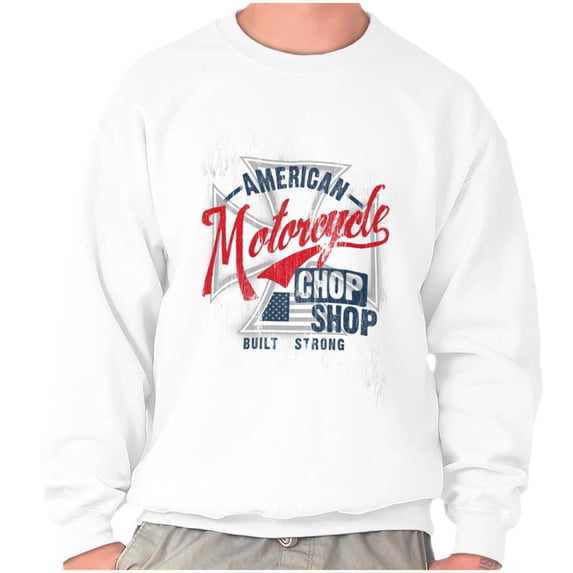 American Motorcycle Biker Chop Shop Unisex Plus Fleece Graphic Sweatshirt Brisco Brands 2X