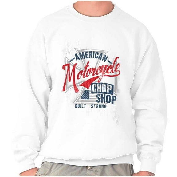 American Motorcycle Biker Chop Shop Unisex Plus Fleece Graphic Sweatshirt Brisco Brands 2X