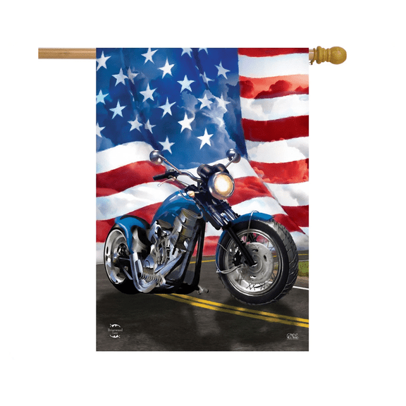 American Motorcycle Patriotic Flag 12x18 POLE NOT INCLUDED Garden Flag