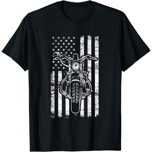 American Motorcycle Patriotic US Flag Cool Biker T-Shirt mens t shirt,black,women,funny,misfits,men,journey,t-shirt