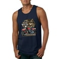 thumbnail image 1 of American Motorcycle Wolves Survivors Made in the USA | Mens Fashion Graphic Tank Top, Navy, Large, 1 of 4