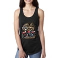 thumbnail image 1 of American Motorcycle Wolves Survivors Made in the USA | Womens Fashion Jersey Racerback Tank Top, Black, Small, 1 of 4