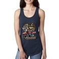 thumbnail image 1 of American Motorcycle Wolves Survivors Made in the USA | Womens Fashion Jersey Racerback Tank Top, Navy, X-Large, 1 of 4