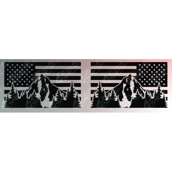 American Mountain Flag Scene Vinyl Decal WIindow Stickers Compatible with and Fits Nissan Xterra 2003-2015