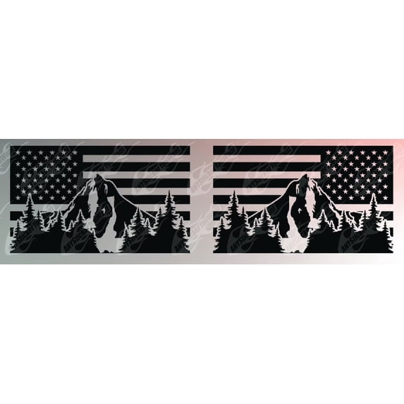 American Mountain Flag Scene Vinyl Decal WIindow Stickers Compatible with and Fits Nissan Xterra 2003-2015