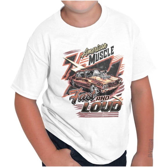 American Muscle Fast and Loud Racecar Crewneck T Shirts Boy Girl Teen Brisco Brands X
