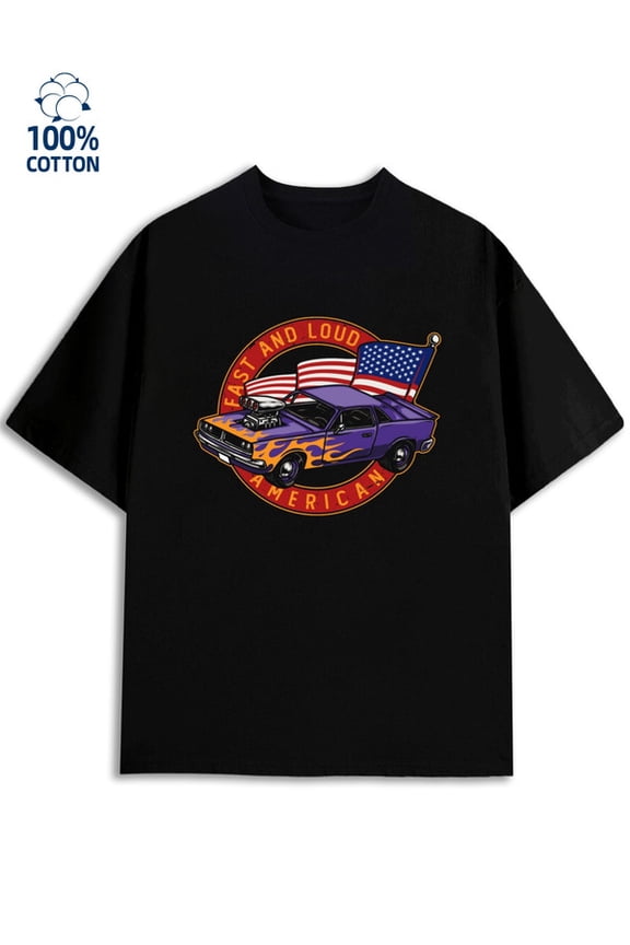 American Muscle Tee for men garage 180G 100% Cotton black car vintage Basic Unisex Shirt Crewneck tshirts Fashion Unisex Shirt Printed tshirts Fashion Unisex Shirt Short Sleeve tshirts