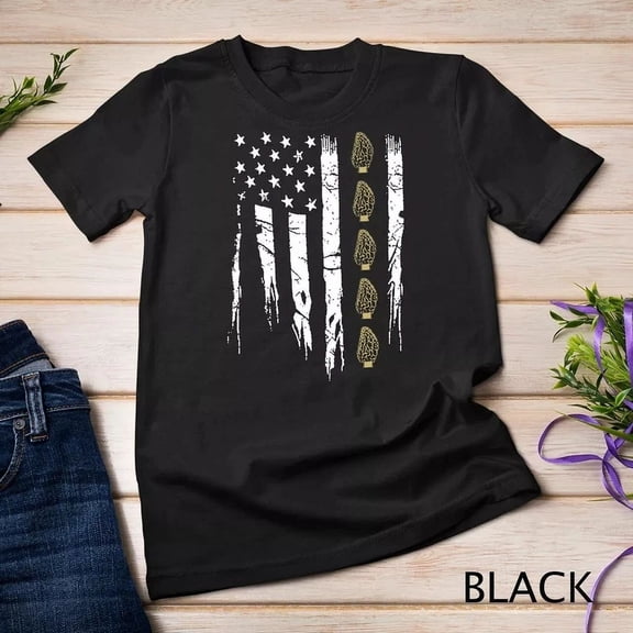 American Mushroom Hunter Shirt Morels In Usa Flag T-Shirt