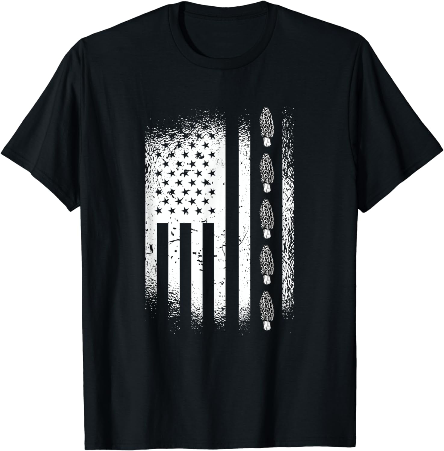 American Mushroom Hunter T Shirt With Morels In Usa Flag American Mushroom Hunter T Shirt With Morels In Usa Flag