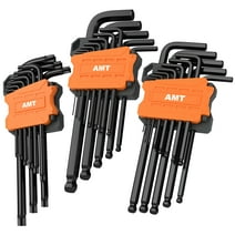 American Mutt Tools Hex Tools L-Key Allen Wrench Set - Includes Metric and SAE Long Arm Ball End Allen Keys and Star Long Arm Security L-Keys - 35pc Set